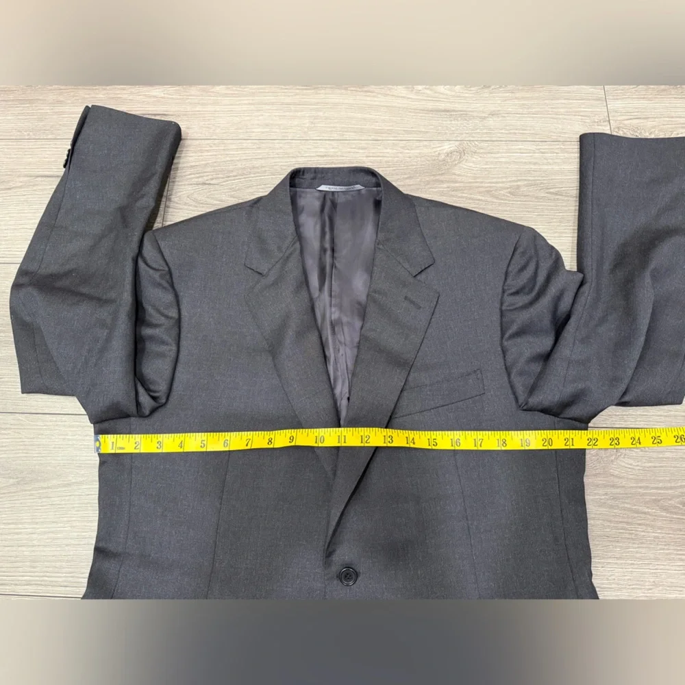 #2 Canali Modern Fit Pure Wool Brown Label 13220 Two Button Dark Gray Blazer 42R